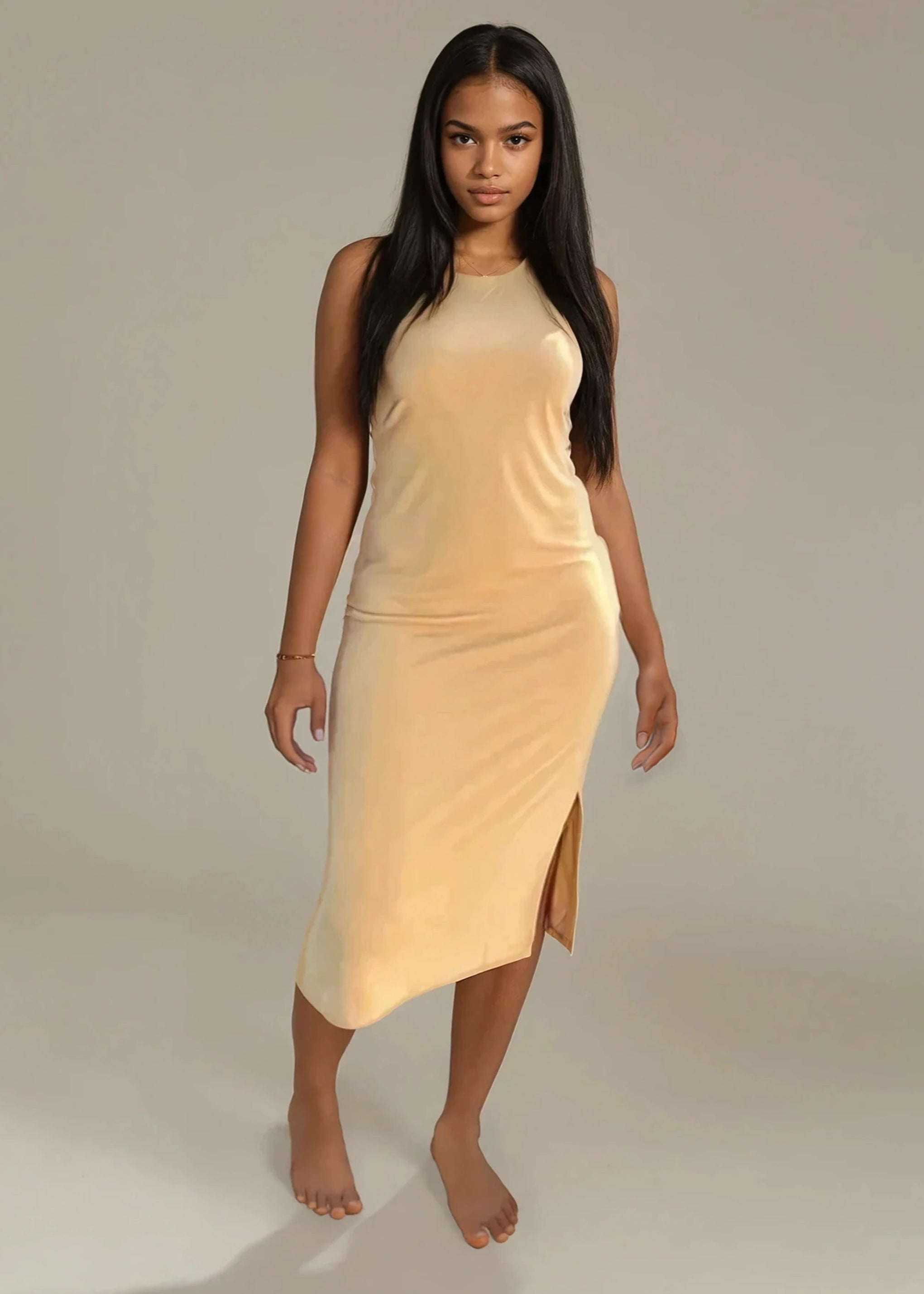 Basic Tank Midi Dress Small / Yellow Basic Tank Midi Dress Small / Yellow