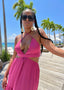 Rose Violet Halter Cut-Out Maxi Dress