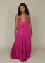 Rose Violet Halter Cut - Out Detailed Maxi Dress - ELTENAJ