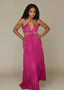 Rose Violet Halter Cut - Out Detailed Maxi Dress - ELTENAJ