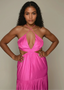 Rose Violet Halter Cut - Out Detailed Maxi Dress - ELTENAJ