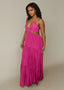 Rose Violet Halter Cut - Out Detailed Maxi Dress - ELTENAJ