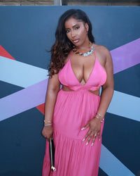 Rose Violet Halter Cut-Out Detailed Maxi Dress