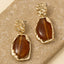 Brown Marble Resin Oval Dangle Earrings