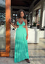 Seafoam Green Crinkle Cut-Out Detailed Maxi Dress