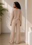 Beige Sahara Ribbed Knit Pants Set