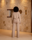 Beige Sahara Ribbed Knit Pants Set