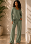Sage Sahara Ribbed Knit Pants Set
