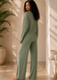Sage Sahara Ribbed Knit Pants Set