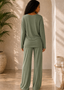 Sage Sahara Ribbed Knit Pants Set