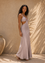 Mocha Satin Cut-Out Maxi Dress