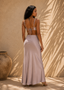 Mocha Satin Cut-Out Maxi Dress