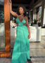 Seafoam Green Crinkle Cut-Out Detailed Maxi Dress