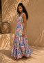 Multi-Colored Fiesta Tribal Bow Tie Flowy Maxi Dress