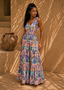 Multi-Colored Fiesta Tribal Bow Tie Flowy Maxi Dress