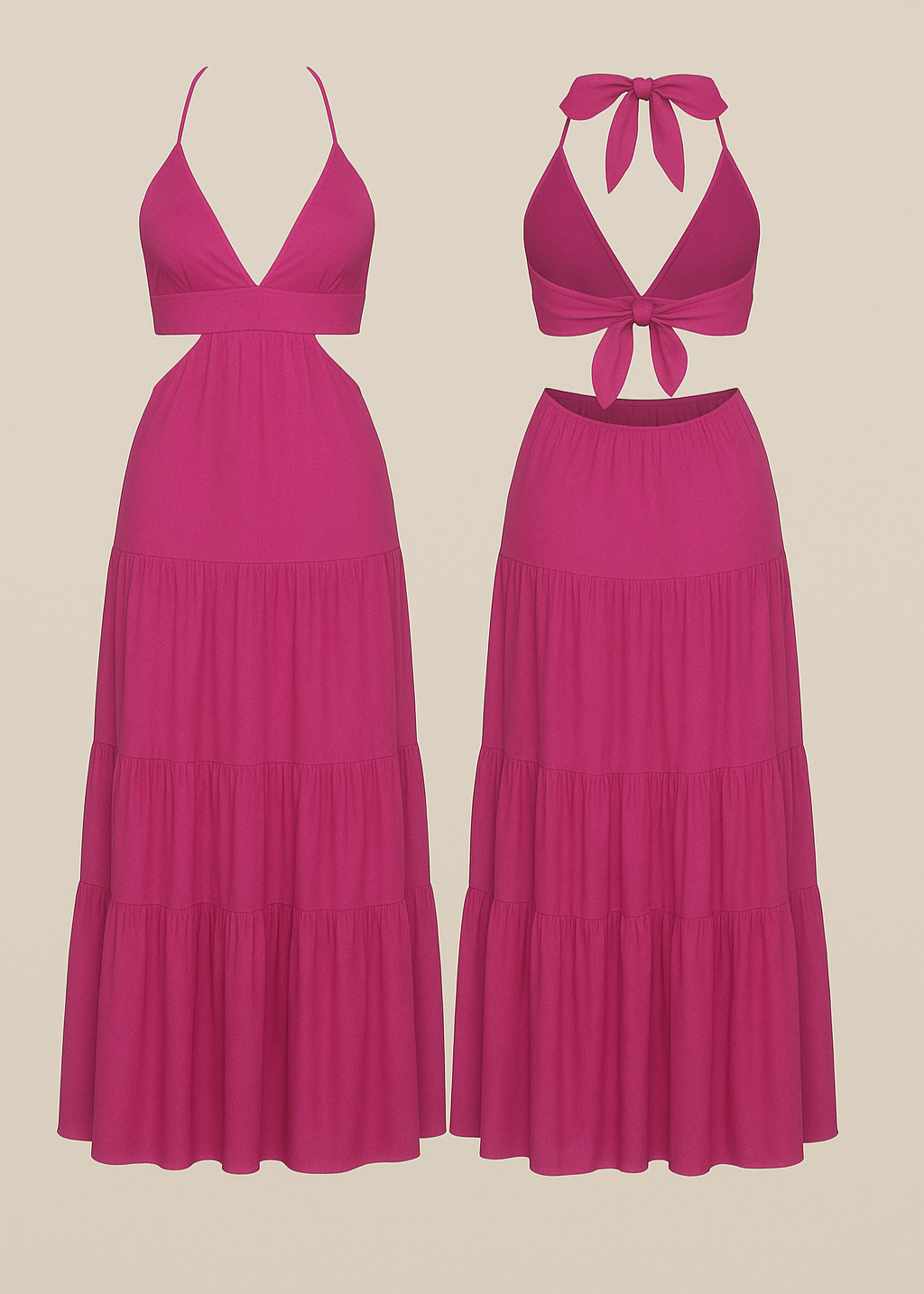 Rose Violet Halter Cut-Out Detailed Maxi Dress
