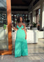 Seafoam Green Crinkle Cut-Out Detailed Maxi Dress