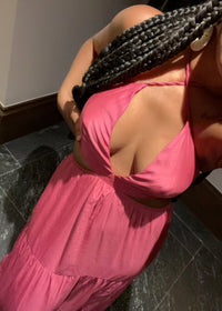 Rose Violet Halter Cut-Out Detailed Maxi Dress
