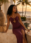 Brown Boho O-Ring Midi Dress