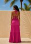 Rose Violet Halter Cut-Out Maxi Dress