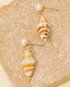 Pearl Stud And Sea Shell Dangle Earrings
