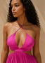 Rose Violet Halter Cut-Out Maxi Dress