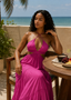 Rose Violet Halter Cut-Out Maxi Dress