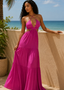 Rose Violet Halter Cut-Out Maxi Dress