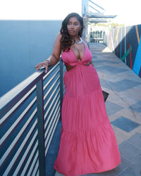 Rose Violet Halter Cut-Out Detailed Maxi Dress