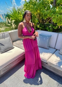 Rose Violet Halter Cut-Out Detailed Maxi Dress
