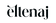 Black elegant serif logo text with stylized accent reads 'eltenaj' on transparent background