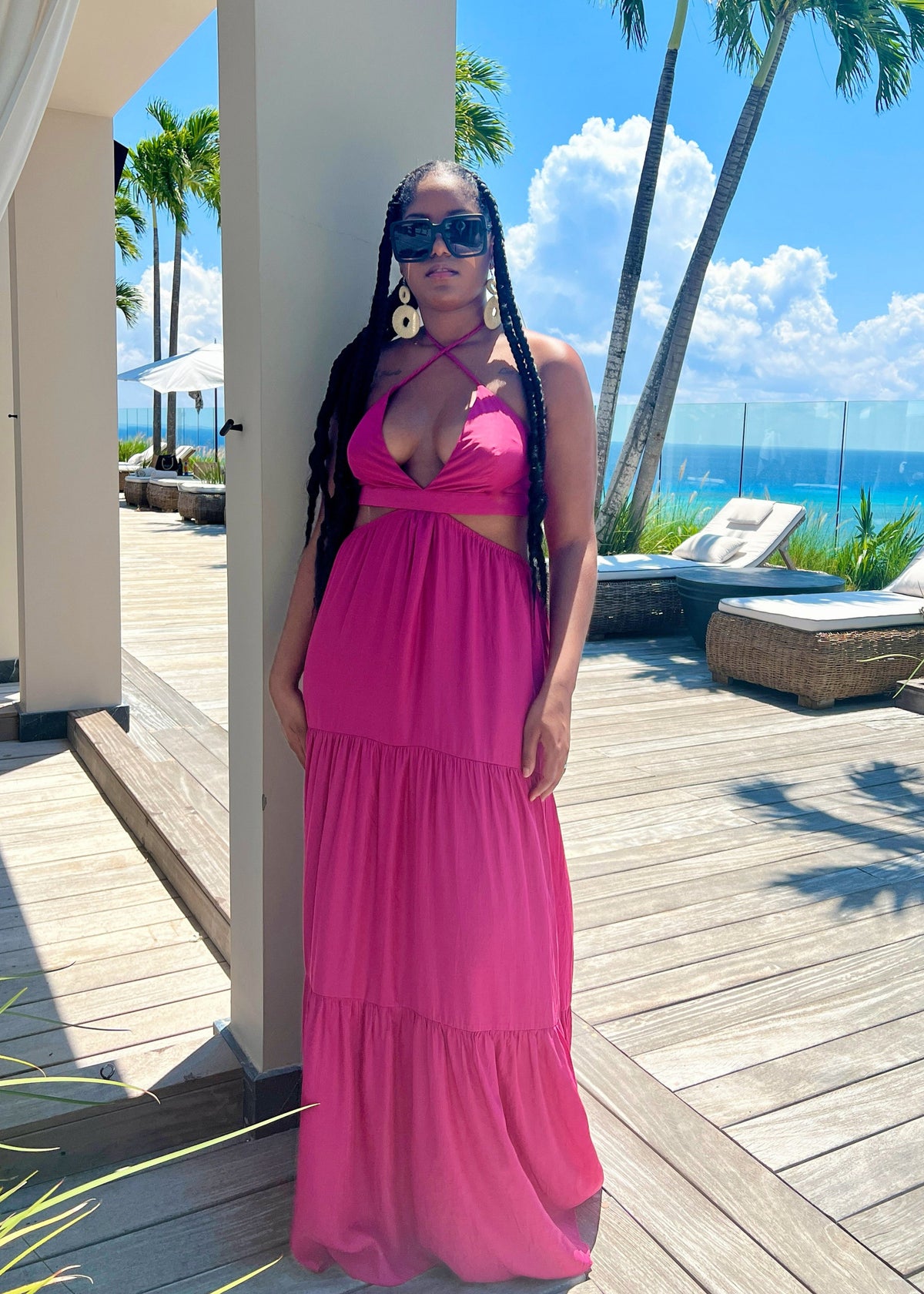Rose Violet Halter Cut-Out Detailed Maxi Dress