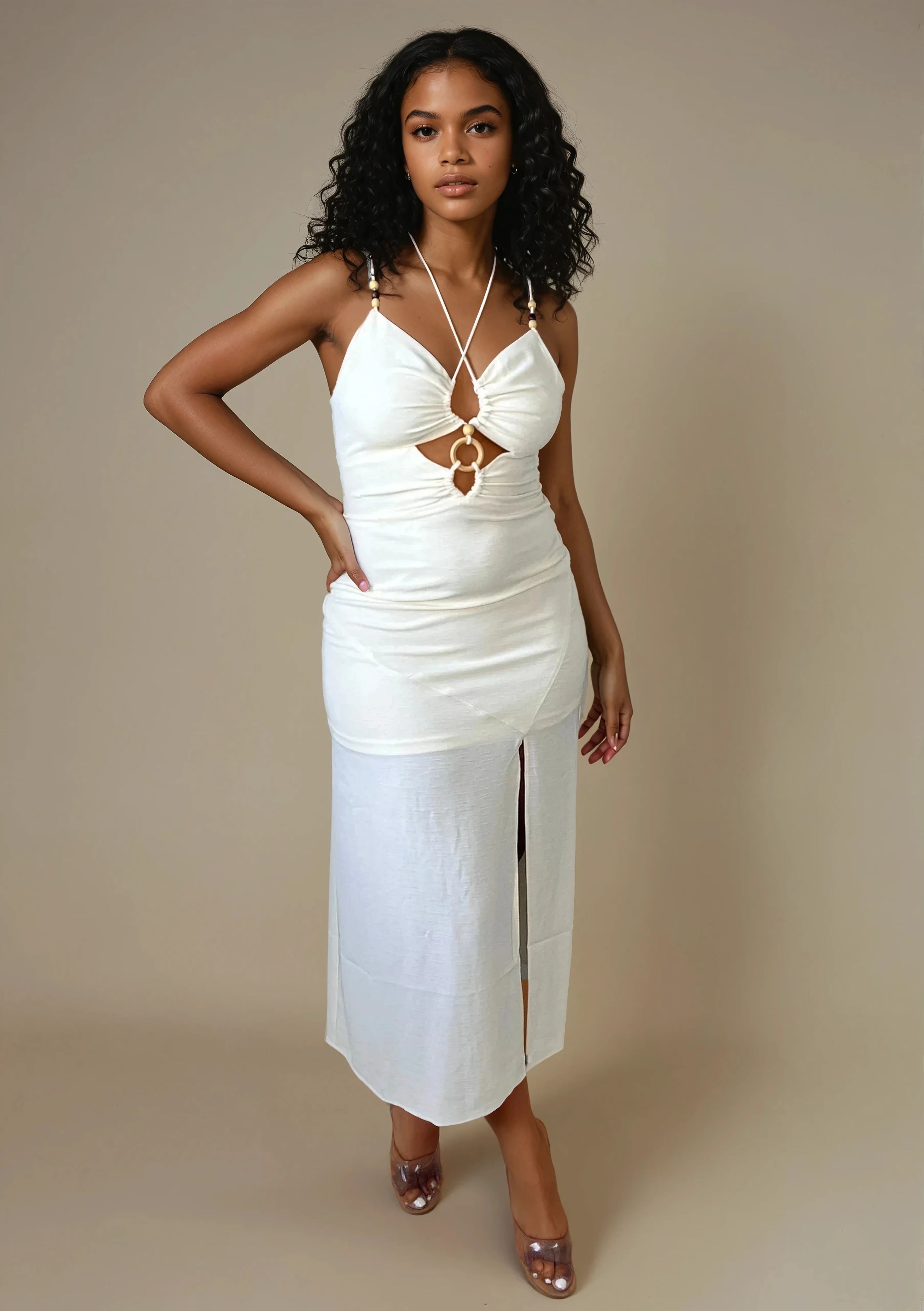 Spaghetti Strap Dress White Midi Boho Dress Flowy Spaghetti Strap Bustier Midi Dress In Cream White Spaghetti Strap Dress White Midi Boho Dress Flowy Spaghetti Strap Bustier Midi Dress In Cream White