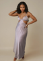 Mocha Satin Cut - Out Detailed Maxi Dress - ELTENAJ