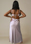 Mocha Satin Cut - Out Detailed Maxi Dress - ELTENAJ