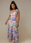 Multi - Colored Fiesta Bow Tie Flowy Maxi Dress - ELTENAJ