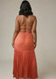 Orange Crinkle Cut - Out Detailed Maxi Dress - ELTENAJ