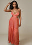 Orange Crinkle Cut - Out Detailed Maxi Dress - ELTENAJ