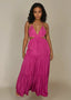 Rose Violet Halter Cut - Out Detailed Maxi Dress - ELTENAJ