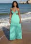 Seafoam Green Crinkle Cut - Out Detailed Maxi Dress - ELTENAJ