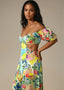 Tropical Multi - Colored Puff Sleeved Maxi Dress - ELTENAJ