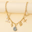 Gold Mixed Sea Life And Pearl Charms Chain Necklace